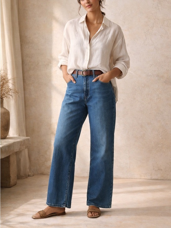 Pilcro Denim - Anthropologie Pilcro Jeans Sz 31 High Rise Wide Leg Medium Wash Relaxed baggy